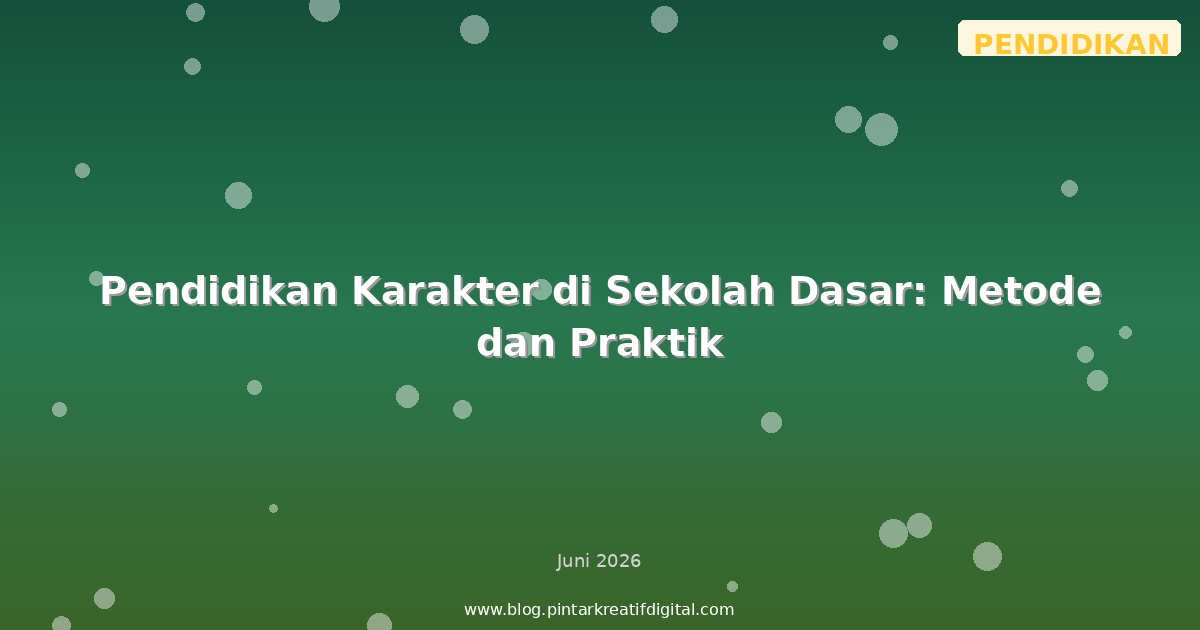 Pendidikan Karakter di Sekolah Dasar: Metode dan Praktik
