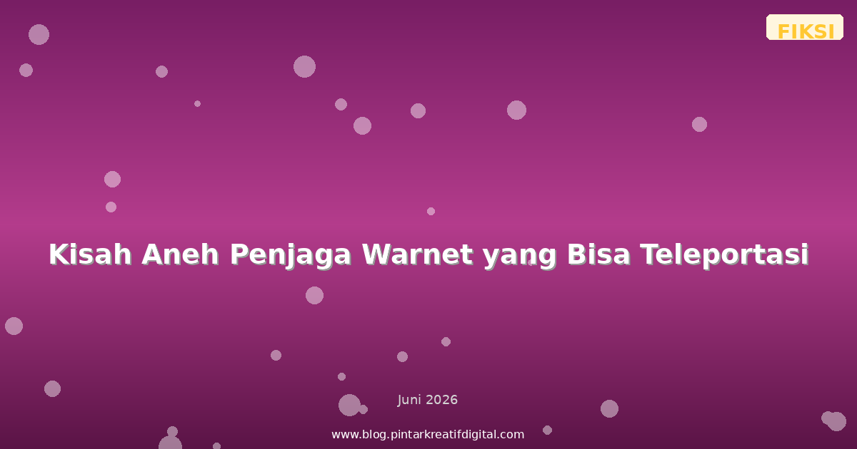 Kisah Aneh Penjaga Warnet yang Bisa Teleportasi