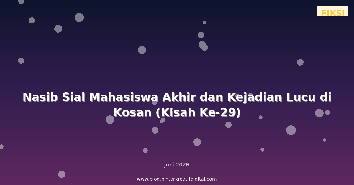 Nasib Sial Mahasiswa Akhir dan Kejadian Lucu di Kosan (Kisah Ke-29)