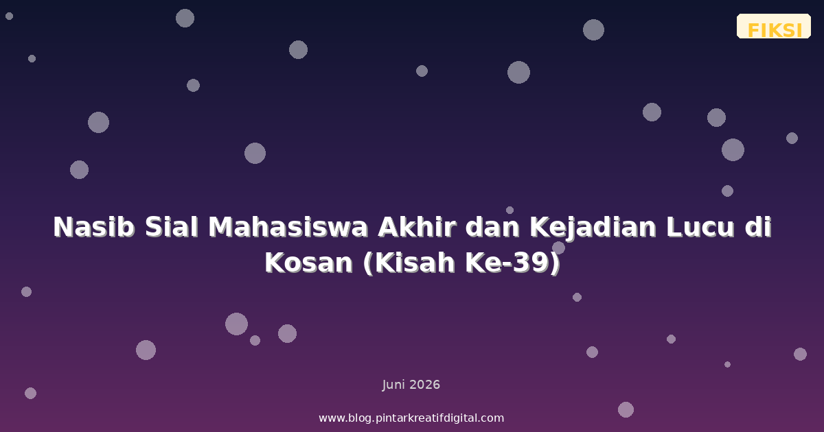 Nasib Sial Mahasiswa Akhir dan Kejadian Lucu di Kosan (Kisah Ke-39)