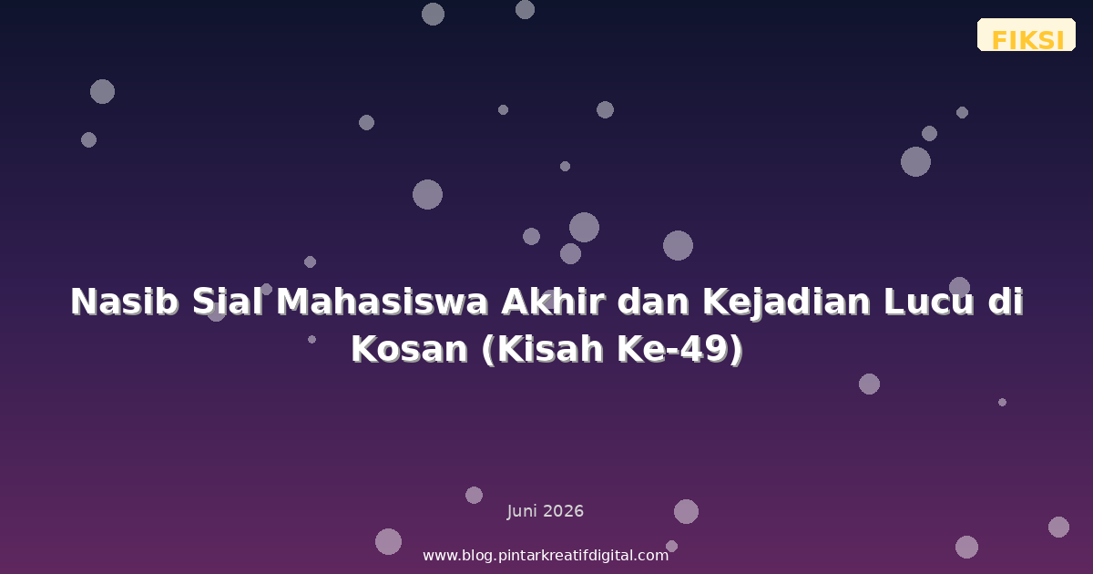 Nasib Sial Mahasiswa Akhir dan Kejadian Lucu di Kosan (Kisah Ke-49)