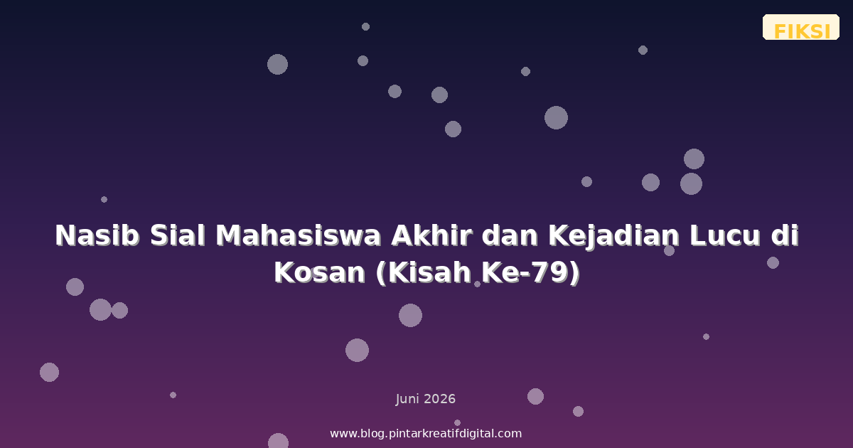 Nasib Sial Mahasiswa Akhir dan Kejadian Lucu di Kosan (Kisah Ke-79)