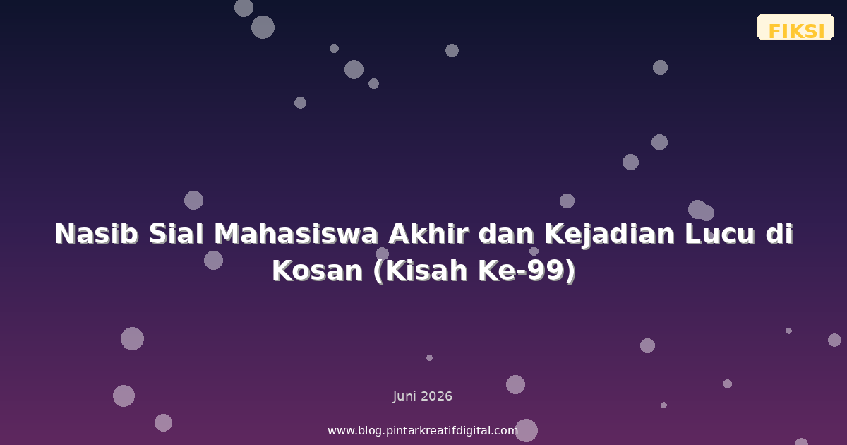 Nasib Sial Mahasiswa Akhir dan Kejadian Lucu di Kosan (Kisah Ke-99)