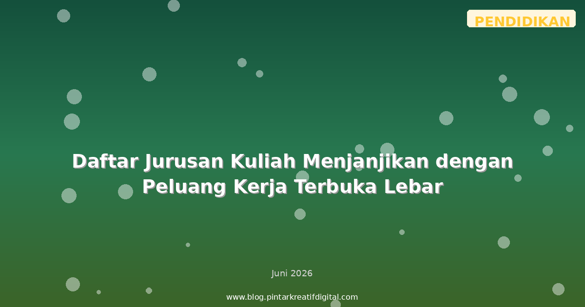 Daftar Jurusan Kuliah Menjanjikan dengan Peluang Kerja Terbuka Lebar