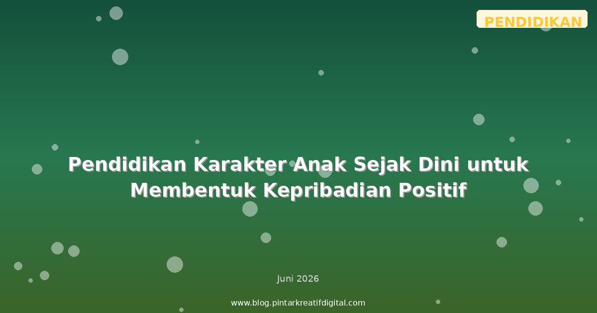 Pendidikan Karakter Anak Sejak Dini untuk Membentuk Kepribadian Positif