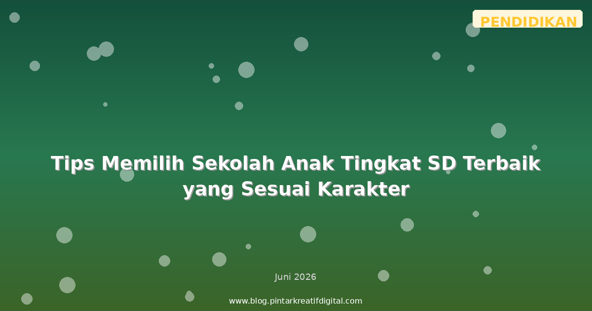 Tips Memilih Sekolah Anak Tingkat SD Terbaik yang Sesuai Karakter
