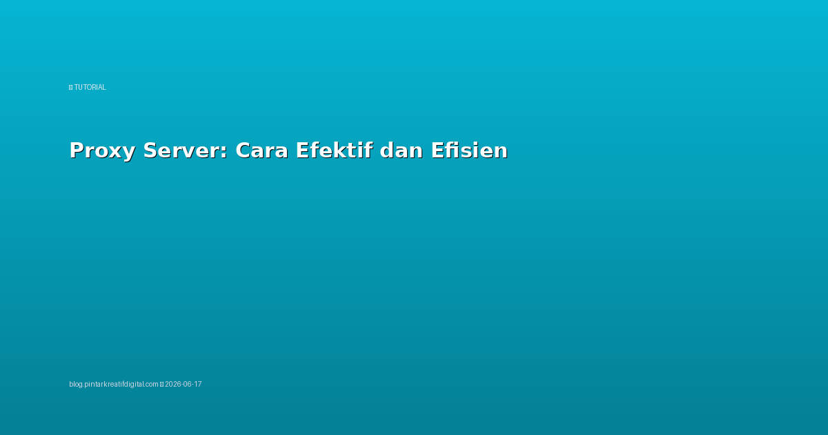 Proxy Server: Cara Efektif dan Efisien